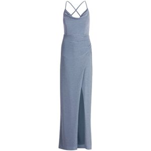 Vera Mont - Elegante Maxi Jurk - Grijs - Waterval Halslijn