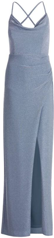 Vera Mont - Elegante Maxi Jurk - Grijs - Waterval Halslijn