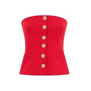 Pinko Rode Strapless Knoop-Top , Red , Dames , Maat: XS