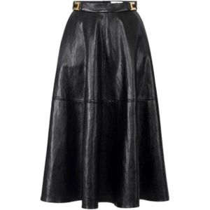 Elisabetta Franchi, Dames, Rokken, Zwart, Maat: S Leer,
