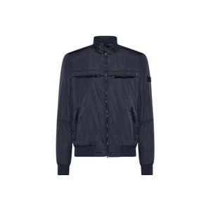 Peuterey Blauwe Biker Nylon Jas , Blue , Heren , Maat: S