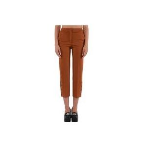 Twinset Cropped Broek in Stretch Jersey , Brown , Dames , Maat: M