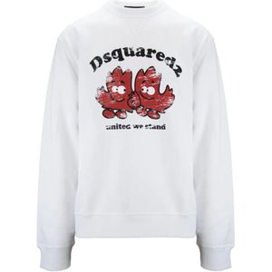 Dsquared2, Heren, Sweatshirts & Hoodies, Wit, Maat: S Katoen,
