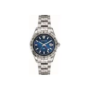 Versace Blauw Roestvrij Stalen GMT Horloge , Gray , Heren , Maat: ONE Size