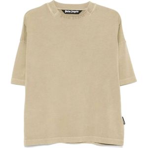 Palm Angels, Heren, Tops, Beige, Maat: L Katoen,