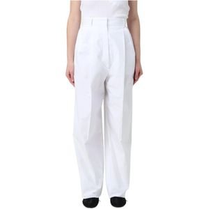 Sportmax, Dames, Broeken, Wit, Maat: XS Leer,