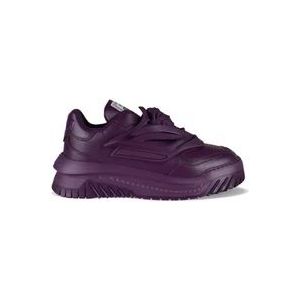 Versace Paarse Leren Sneakers met Medusa Head , Purple , Heren , Maat: 41 EU