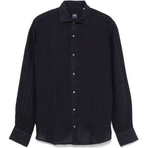 Fedeli, Heren, Overhemden, Blauw, Maat: L Linnen,
