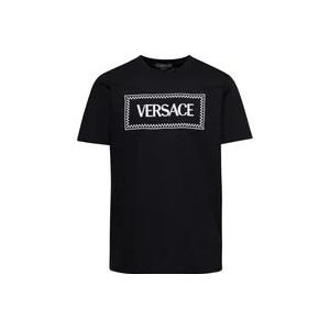 Versace Vintage Logo Zwarte T-shirts en Polos , Black , Heren , Maat: XL