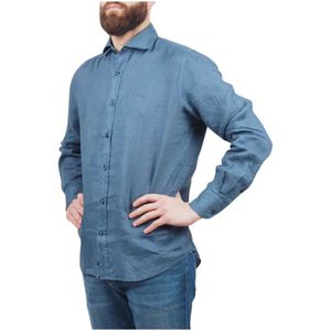 Paul & Shark, Heren, Overhemden, Blauw, Maat: L Linnen,