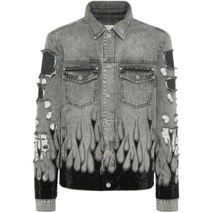 Philipp Plein, Heren, Jassen, Grijs, Maat: 2XL Denim,