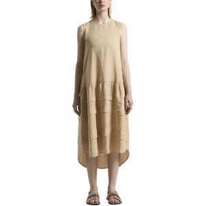 Peserico, Dames, Jurken, Beige, Maat: XS Linnen,