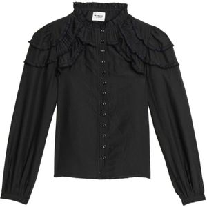 Marant étoile, Dames, Blouses & Shirts, Zwart, Maat: S Katoen,