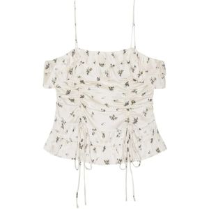 Ganni, Dames, Tops, Beige, Maat: XS Satijn,