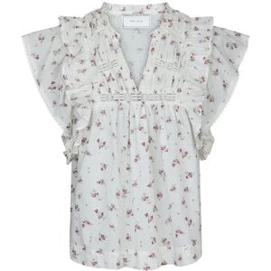 Neo Noir, Dames, Blouses & Shirts, Beige, Maat: M Katoen,