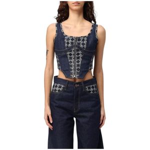 Amiri, Dames, Tops, Blauw, Maat: S Denim,