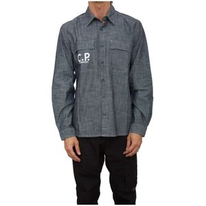 C.p. Company, Heren, Overhemden, Blauw, Maat: 2XL Katoen,