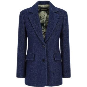 Roberto Cavalli, Dames, Jassen, Blauw, Maat: 2XL Wol,
