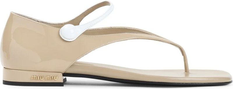 Miu Miu - Kalfsleren Sandalen - Beige - Dames