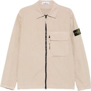Stone Island, Heren, Jassen, Beige, Maat: M Katoen,