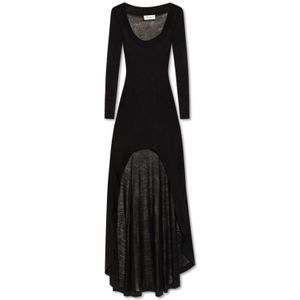 Saint Laurent, Dames, Jurken, Zwart, Maat: M Wol,