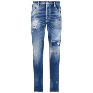 Dsquared2, Heren, Broeken, Blauw, Maat: S Katoen,