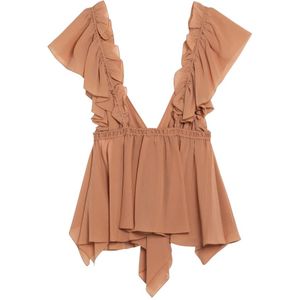 Chloé, Dames, Tops, Bruin, Maat: S Zijde,