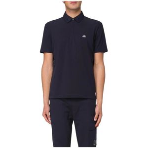 C.p. Company - Poloshirt - Blauw - Katoen - Knoopsluiting - Korte Mouwen