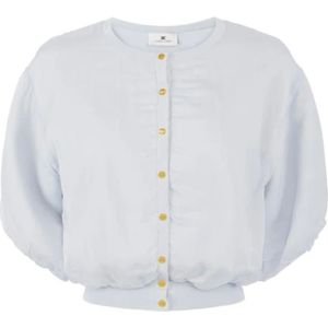 Elisabetta Franchi, Dames, Blouses & Shirts, Blauw, Maat: XS Voile,