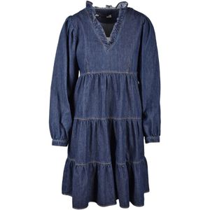 Love Moschino, Dames, Jurken, Blauw, Maat: XS Denim,