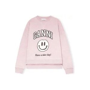 Ganni Smiley Print Sweatshirt Set , Purple , Dames , Maat: 2Xs/Xs