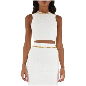 Elisabetta Franchi, Dames, Tops, Wit, Maat: L Viscose,