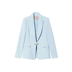 Twinset Lichtblauwe Blazer Jas met Juweelknopen , Blue , Dames , Maat: S