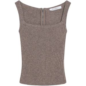 Max Mara, Dames, Tops, Bruin, Maat: L Wol,
