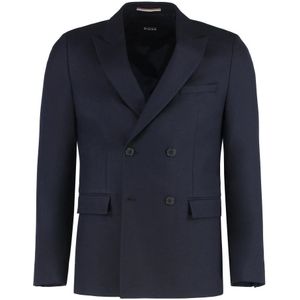Hugo Boss, Heren, Jassen, Blauw, Maat: XL Wol,