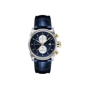 Versace Heren Chronograaf Leren Horloge , Blue , Heren , Maat: ONE Size