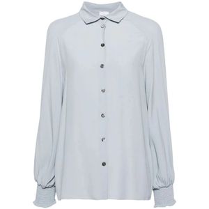 Eleventy, Dames, Blouses & Shirts, Blauw, Maat: XS Zijde,