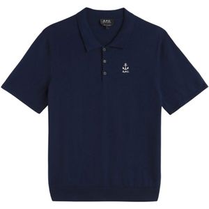 A.p.c., Heren, Tops, Blauw, Maat: L Linnen,