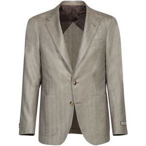 Canali, Heren, Jassen, Beige, Maat: XL Zijde,