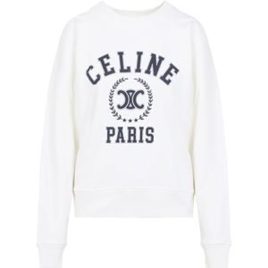 Celine, Dames, Sweatshirts & Hoodies, Wit, Maat: XS Katoen,