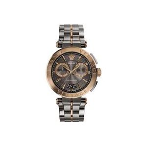 Versace Chronograaf Stalen Armband Grijs Brons Horloge , Gray , Heren , Maat: ONE Size