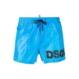 Dsquared2 Stijlvolle Boxer Midi Strandkleding voor Heren , Blue , Heren , Maat: L