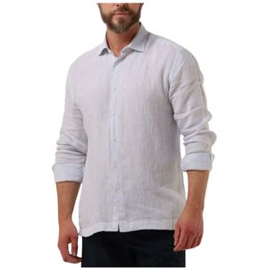 Genti, Heren, Overhemden, Grijs, Maat: XS Linnen,