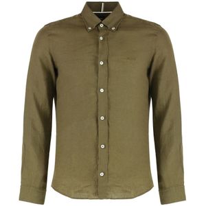 Hugo, Heren, Overhemden, Groen, Maat: XS Linnen,