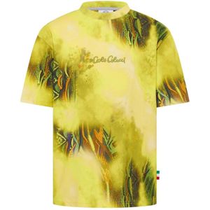Carlo Colucci - Dynamische Gebreide Oversized T-Shirt - Geel - Heren