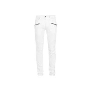 Balmain Ribgebreide knieën slim-fit katoenen jeans , White , Heren , Maat: W31