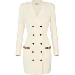 Elisabetta Franchi, Dames, Jurken, Beige, Maat: S Wol,