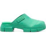 Groene Muiltjes - Gerecycled Rubber - Groen - Glad Kalfsleer - Dikke Grove Zool