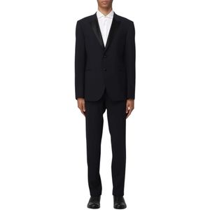 Emporio Armani, Heren, Pakken, Blauw, Maat: 2XL Tweed,