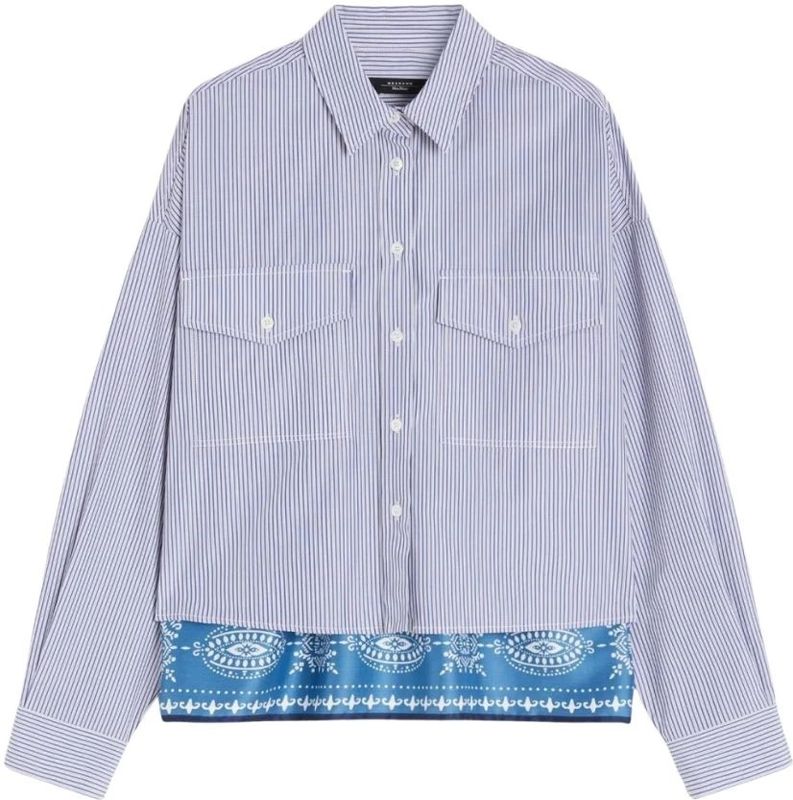 Weekend Max Mara, Dames, Blouses & Shirts, Blauw, Maat: 2XS Katoen,